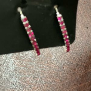 Hoop hot pink earrings